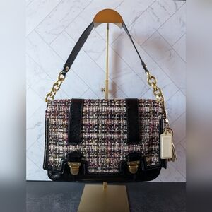 RARE Coach Tweed & Leather Flap Shoulder Bag D1169‑17927 – Chain Strap